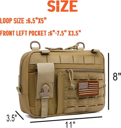 Molle Admin Pouch with Laser Cutting Loop,Car EDC EMT Molle Pouches, Large Capacity Tactical Pouch, EDC Pouch Organizer Include US Flag