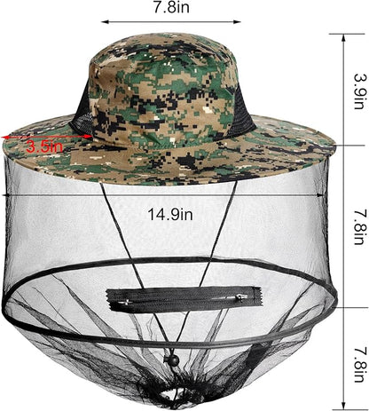 Sucrain 2 Pack Mosquito Head Net Hat Sun Hat Garden Bug Hat with Hidden Net Mesh for Outdoor Gardening Beekeeping