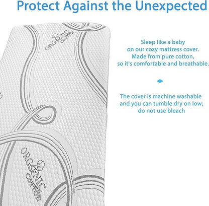 FoamRush 6" Bunk (35" x 79") Soft, Fitted, Zippered Mattress Cover Replacement, Premium Cotton, Waterproof, Non Skid Bottom, Mattress Pad Cover, Mattress Not Included