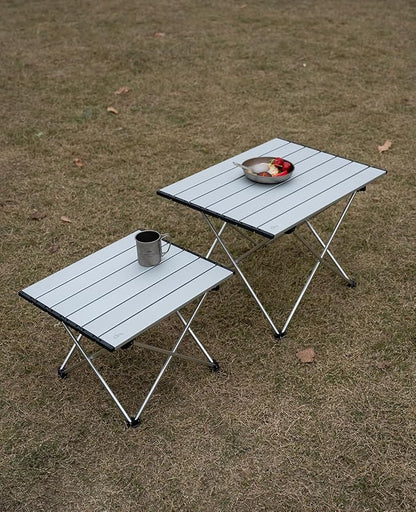 iClimb Ultralight Compact Camping Folding Table with Carry Bag (Silver - L)