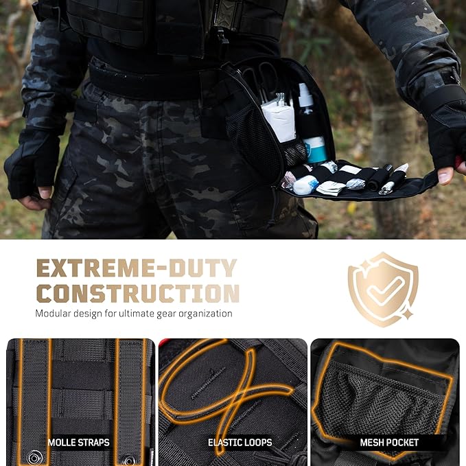 OneTigris IFAK Pouch - Large IFAK Molle Pouch Empty First Aid Bags Only Medical Trauma Kit Bag EMT Pouch MED Waist Bag for Outdoor