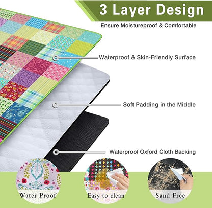 Extra Large Picnic Blankets Waterproof Foldable (80"x 80") Boho Beach Blanket Waterproof Sandproof,3-Layer Thicking Mat Outdoor Packable Camping Blanket