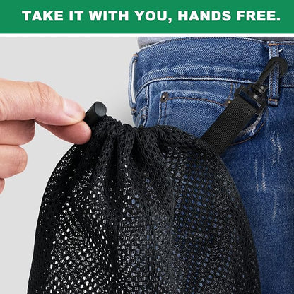 10 PCS With Clips Mesh Drawstring Bags, Portable Nylon Storage Bags for toy,Sports Storage,Outdoor activities etc. (11.8x15.7in)