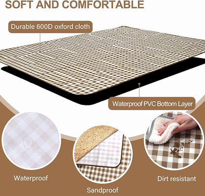 Outdoor Picnic Blanket 80"X80" Picnic Mat Extra Large Camping Blanket Beach Blanket Foldable Waterproof Sand Mat Hiking Travel Family Concerts(Brown)