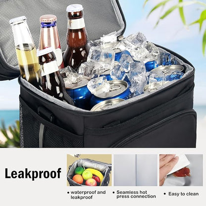 Lunch Box for Men/Women,Large Double-Layer Insulated Expandable Reusable Leakproof Cooler Bags for Adults,Lunch Bag with Adjustable Shoulder Strap for Office Travel Picnic（Dark Gray）
