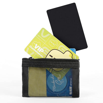 Patu Mini Zipper Mesh Bags, 3" x 4", Size XS / A8, 5 Pieces, Keychain Pouch Key Holder, Coin Purse, Clear Travel Kit Small Item Cosmetic Organizer, Assorted Colors