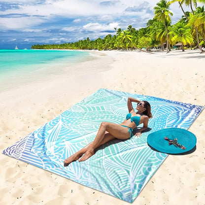 AISPARKY Beach Blanket Waterproof Sandproof Quick Drying Beach Mat Extra Large Outdoor Picnic Blanket for Travel Camping Hiking