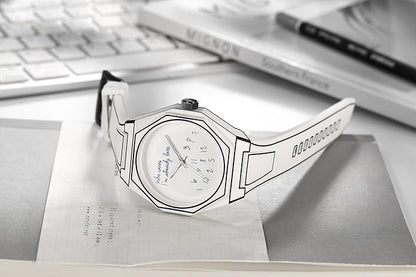GORBEN Creative Sketch Watch Sports Fashion Quartz Minimalist Black and White Anime Series Watch