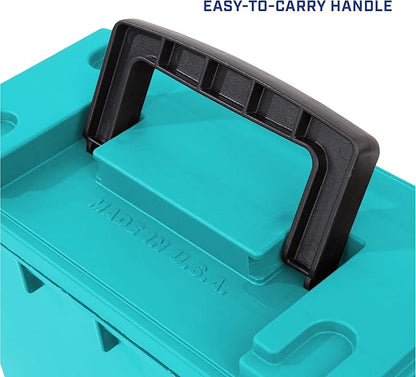 Sheffield 12633 Ammo Storage Box, Stackable .30 Cal Field Boxes, Water and Dust Resistant, Lockable Storage Box with Handle, Secures Hunting Gear, Supplies, and Bullets, Made in USA, Teal, 1-Pack