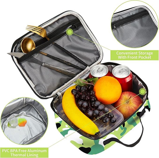 rickyh style Lunch Box with Padded Liner, Spacious Insulated Lunch Bag Durable Thermal Lunch Cooler Pack with Strap for Men Women Boys Girls Adults School Sports Beach Picnic Work Camp,2 Pocket