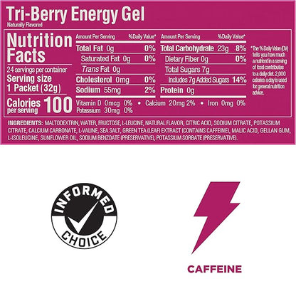 GU Energy Original Sports Nutrition Energy Gel, Vegan, Gluten-Free, Kosher, and Dairy-Free On-the-Go Energy for Any Workout, 24-Count, Tri-Berry