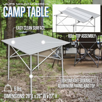 ALPS Mountaineering Aluminum Roll-Top Camp Table with Fast Setup and Compact Storage