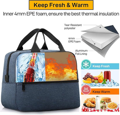 HOMESPON Insulated Lunch Bag for Women Men Lunch Box Cooler Lunch Tote for Work Picnic (Navy)