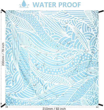 Beach Blanket Waterproof Sandproof Extra Large Beach Mat 79" X 83"/120"x108"for 1-8 Adults Quick Drying Durable Outdoor Picnic Mat for Beach Travel Camping Hiking