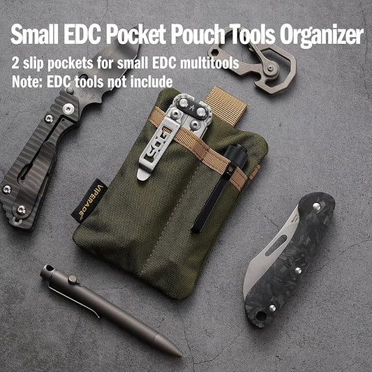 VIPERADE VE29 EDC Pouch Organizer With 3 Slots and Zipper Pocket for Everyday Carry Gears (Green/Tan)