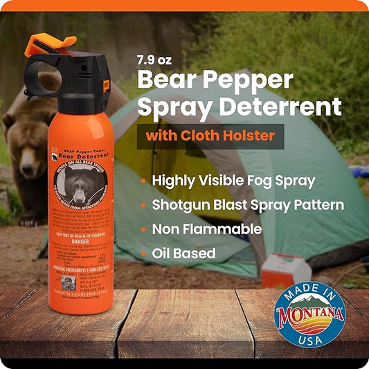 UDAP Pepper Power Bear Spray Self Defense Deterrent with Holster for Camping, Hiking, Fishing, Powerful Blast Pattern, 30 ft Fog Barrier, Safety Orange, SO2, 7.9 oz, 2 Pack