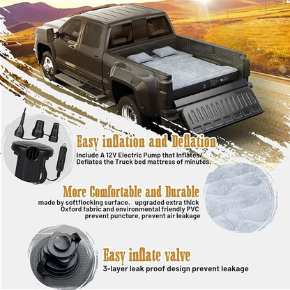 Umbrauto Truck Bed Air Mattress for 6-6.5ft Full Size Short Truck Beds, Inflatable Mattress with Pump, Pick Up Bed Air Mattress for Truck Tent Camping