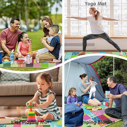 Extra Large Picnic Blankets Waterproof Foldable (80"x 80") Boho Beach Blanket Waterproof Sandproof,3-Layer Thicking Mat Outdoor Packable Camping Blanket