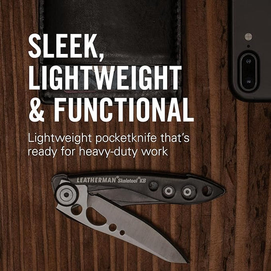 LEATHERMAN, Skeletool KB Pocketknife with Straight Edge, Stainless Steel Blade and Bottle Opener, Verdant Green