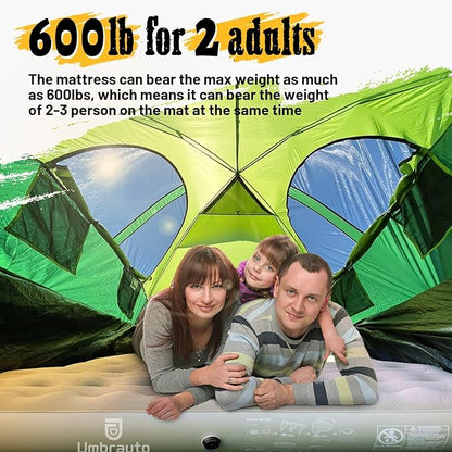 Umbrauto Air Mattress for 5.5-5.8ft Full Size Short Truck Bed, Flocking Surface Inflatable Airbed for Pickup Tent Camping, Sleeping Pad with Pump, Carry Bag