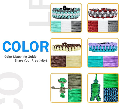 MONOBIN Paracord 550 Combo kit, 24 Colors 10ft Paracord Rope with Instruction, Multifunction Parachute Cord for Making Paracord Bracelets, Lanyard, Dog Collar, Idea for Gift…
