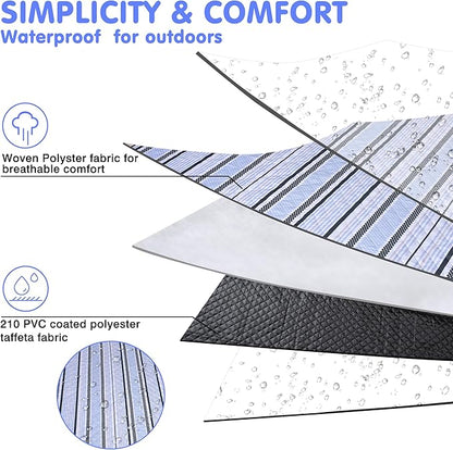 Oversized Waterproof Picnic Mat, Dustproof Washable Outdoor Beach Mat. Suitable for Camping, Outdoor, Beach, Party and Concert. (Dark Green & Light Blue, 80" * 80")