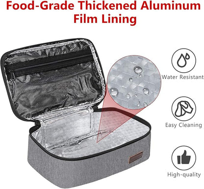 Gloppie Small Lunch Bag, Mini Lunch Box for Adults & Kids - CPC Certified, Food-Grade Lining | Portable Cooler for Work, School, Travel, (Grey)
