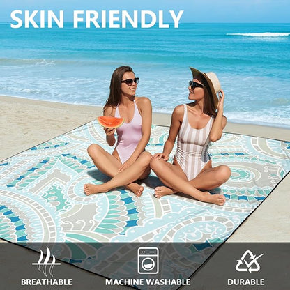 AISPARKY Beach Blanket Waterproof Sandproof Quick Drying Beach Mat Extra Large Outdoor Picnic Blanket for Travel Camping Hiking