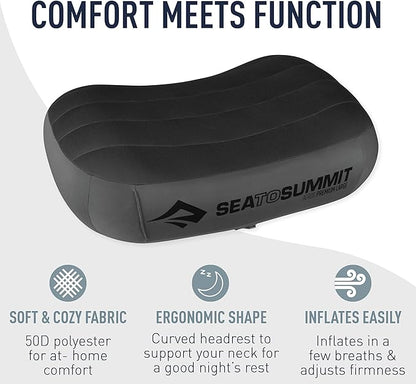 Sea to Summit Aeros Premium Inflatable Travel Pillow, Regular (13.4 x 9.4), Navy Blue