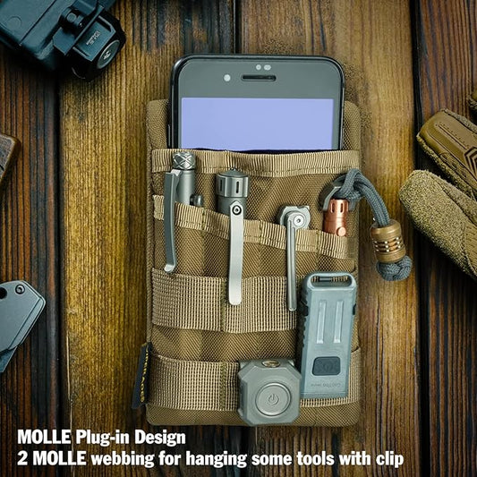 VIPERADE VE4 Tool Pouch, Nylon Pocket Organizer with 2 Pockets and 4 Small Tool Storage EDC Gears, Best Gift to Keep Organized, Hold Your Flashlight/Pocket Knife, Tactical Pen, Notebook