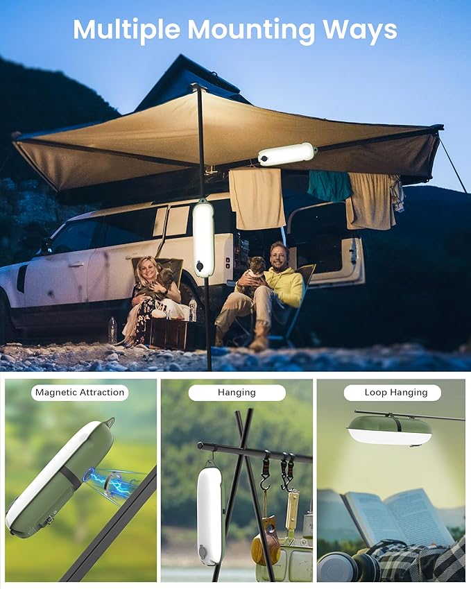 Camping Lights Rechargeable, 4 Lighting Modes, IP66 Waterproof Inflatable Lamp for Hiking, Backpacking, Survival Kit, Collapsible Tent Lights for Camping, Portable Lanterns for Power Outage