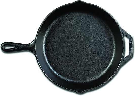 Lodge Seasoned Cast Iron Skillet - 12 Inch Ergonomic Frying Pan with Assist Handle, black