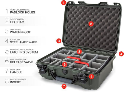 Nanuk 930 Waterproof Hard Case with Padded Dividers - Olive
