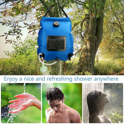 Solar Shower Bag | 5 Gal/20L Solar Heating Camping Shower Bag | Removable Hose | On-Off Switchable Shower Head | Ducha Portatil | Traveling Shower | Portable Shower for Beach Swimming, Hiking