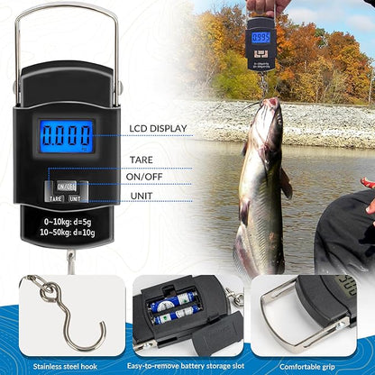 THKFISH 7Pcs Fishing Backpack with Fishing Pliers Kit, Tactical Fish Sling Tackle Bag Included Fishing Tackle kit, Digital Fishing Gear Weight Scale, Fish Hook Remover Tools