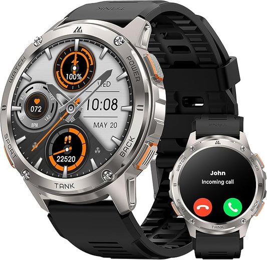 KOSPET Smart Watch for Men, 60 Days Extra-Long Battery, 50M Waterproof Rugged Military Smartwatch (Answer/Make Calls), 170 Sports Mode 1.43” AMOLED Display Fitness Watch-Voice Assistant