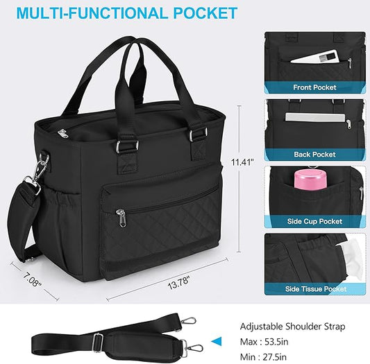 16L Large Lunchbox for Woman, Insulated Lunch Bag Women, Adult Lunch Box for Work, Leakproof, Black