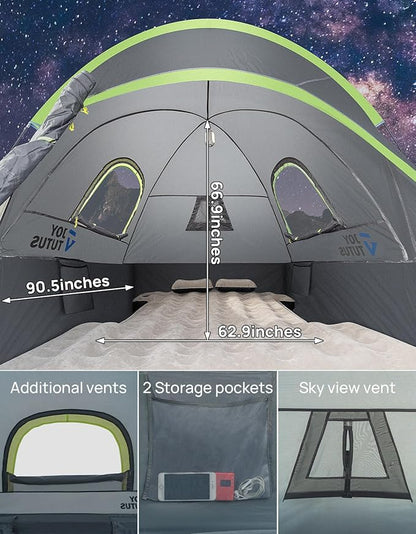 JOYTUTUS Pickup Truck Tent 2.0, Waterproof PU2000mm Double Layer for 2 Person, Portable Truck Bed Tent with Rainfly, 5.5'-6' Camping Preferred - Green