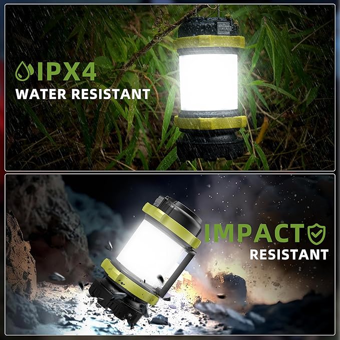 Camping Lantern Rechargeable, Alpswolf Camping Flashlight 4000 Capacity Power Bank,6 Modes, IPX4 Waterproof, Led Lantern Camping, Hiking, Outdoor Recreations Green 4 Pack