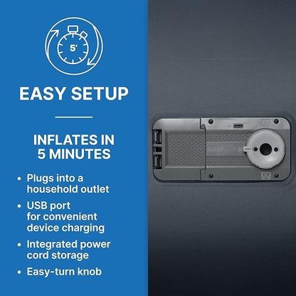 SleepLux Durable Inflatable Air Mattress with Built-in Pump, Pillow and USB Charger