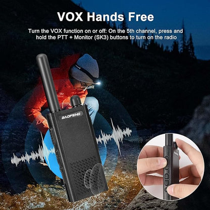 Baofeng T26 Walkie Talkies Long Range, Rechargeable Li-ion Battery 16 FRS Channel Two Way Radios with Earpieces for Adults, Handheld Mini Compact Walky Talky with Type-C Charging