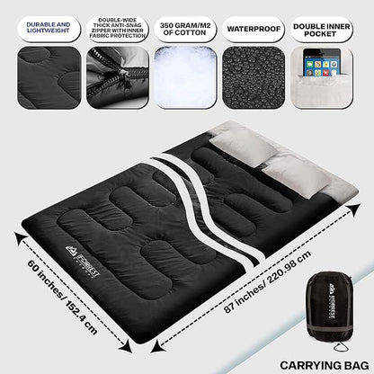 IFORREST Double Sleeping Bag for Adults - 2 Person Cold Weather(3-4 Seasons) Camping Bed, Extra-Wide & Warm - Queen Size XL