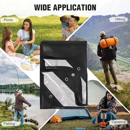 RedSwing 2 Pack Heavy Duty Waterproof Emergency Thermal Tarp, Insulated Survival Blanket for Outdoor Camping, Hiking, and Emergency Shelter, Black