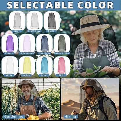 Oversized Mosquito Net 42 x 25 Inches Ultra Large Mosquito Head Net Face Neck Fly Mesh Netting Fits All Hats for Outdoor Camping Hiking Fishing Gardening Safari(Black)