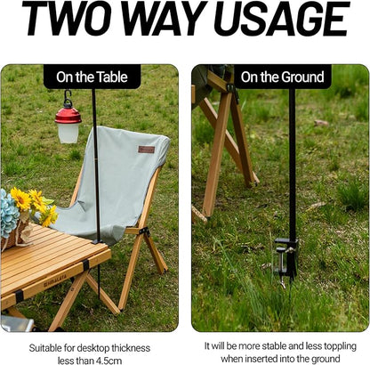 Camping Folding Lamp Pole, Lightweight Collapsible Aluminum Lantern Stand, Outdoor Portable Lamp Post Hanging Light Holder Stick for Picnic Hiking Fishing BBQ (Lantern Stand)