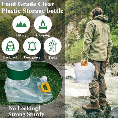 Tessco for you 36 Pcs 1.3 Gallon Collapsible Water Storage Bag Water Container Emergency Jug Plastic Storage Pouch Freezable Carrier Tank Foldable Bottle for Outdoor Sport Camping Hiking (Clear)