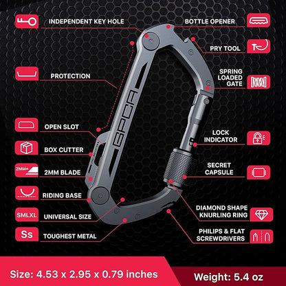 GPCA Carabiner Keychain Clip, Key Organizer, Key Ring, car Key Holder, Multi Tool EDC Gear with Bottle Opener
