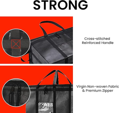 NZ home 3XL Insulated Cooler Bag and Food Warmer for Delivery & Grocery Shopping with Zippered Top, Gray (1 Pack)