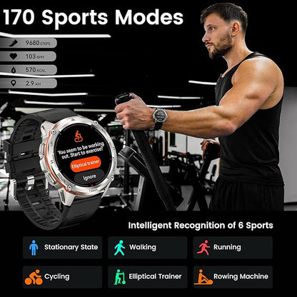 KOSPET Tank T3 Ultra Smart Watch GPS for Men, 5ATM Waterproof, Pressure&Altitude&Compass, Extra-Large Battery, Full Metal Body Rugged Military Smartwatch Bluetooth Calling-1.43” AMOLED Display