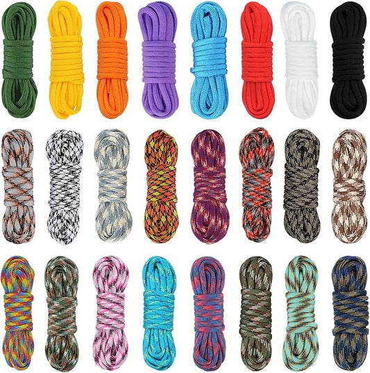 MONOBIN Paracord 550 Combo kit, 24 Colors 10ft Paracord Rope with Instruction, Multifunction Parachute Cord for Making Paracord Bracelets, Lanyard, Dog Collar, Idea for Gift…